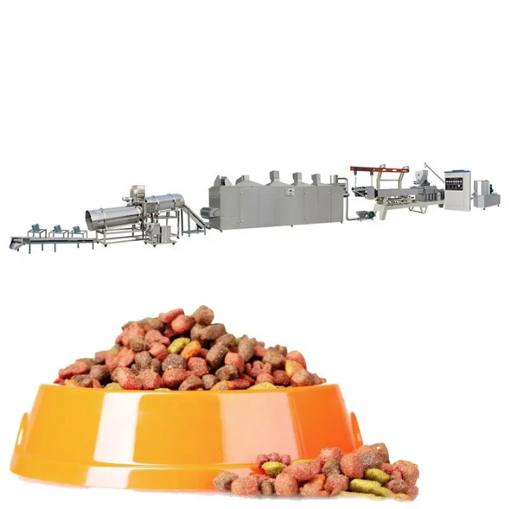 2023 new design wet / dry pet food pellet processing manufacturing extruder cat pet food production line supplier