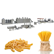 Straight and oblique cut long pipe screw shell macaroni extruder snack processing line